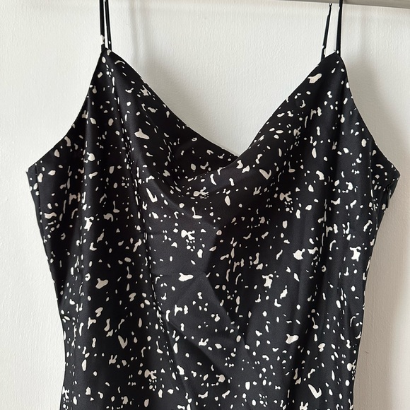 Which We Want black bias-cut satin mini dress with back cutout - Picture 2 of 6